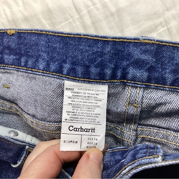 Mens Carhartt B18 Slim Fit Heavyweight 5 Pocket Tapered Jeans 40x34 - Picture 4 of 9